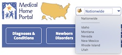 screenshot showing Nationwide Portal with state site dropdown menu open